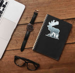 Pine Tree Forest Mountain Elk Sticker on Journal with Macbook and Watch