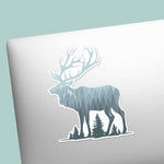 Pine Tree Forest Mountain Elk Sticker on Laptop