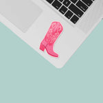 Pink Cowgirl Boot Decal on Laptop