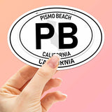 Pismo Beach California White Oval Bumper Sticker