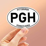 Pittsburgh White Oval Bumper Stickers - PGH Pennsylvania Decal