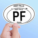 Set of 2 Post Falls Idaho White Oval Bumper Stickers - North ID Decal  for Hydroflask Water Bottle & Laptop - Coeur d'Alene Pacific Northwest Gift