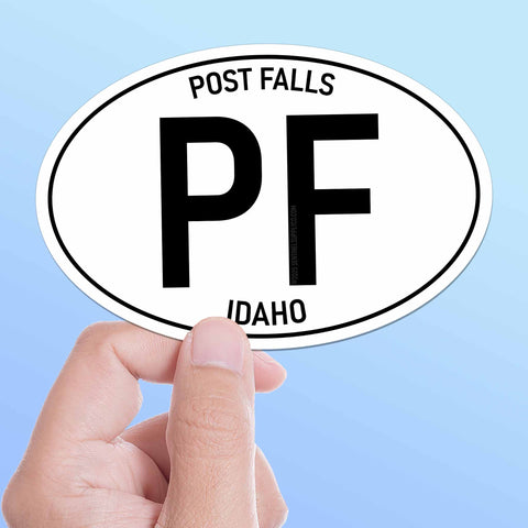 Large Post Falls Idaho White Oval Bumper Stickers - North ID Decal  for Hydroflask Water Bottle & Laptop - Coeur d'Alene Pacific Northwest Gift
