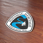 Potomac Heritage Trail Sticker on Wood Desk in Office