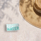 Proud Hater Sticker Outdoors on Beach Blanket