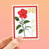 Puerto Rico National Flower Flor de Maga Sticker - PR Vintage Stamp Decal