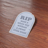 On My Way to Get a Sweet Little Treat Cute Sticker on Wood Desk in Office