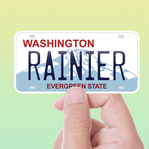 Mt Rainier Washington License Plate Sticker