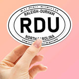 Raleigh Durham North Carolina RDU White Oval Bumper Sticker - Cool NC Decal