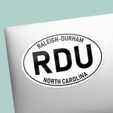 Raleigh Durham North Carolina RDU White Oval Bumper Sticker - Cool NC Decal