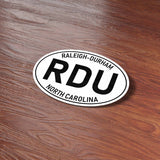 Raleigh Durham North Carolina RDU White Oval Bumper Sticker - Cool NC Decal