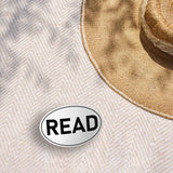 READ White Oval Bumper Sticker - Cute Book Decal