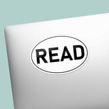 READ White Oval Bumper Sticker - Cute Book Decal