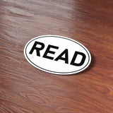 READ White Oval Bumper Sticker - Cute Book Decal