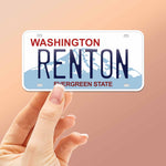 Renton Washington Sticker on WA License Plate