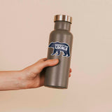 Blue Respect the Locals Bear Decal on Water Bottle
