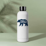 Blue Respect the Locals Bear Sticker on Water Bottle