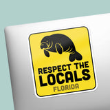 Florida Respect the Locals Manatee Sticker - Cute FL Decals