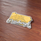 Retro Pittsburgh PA Map Sticker - PGH Pennsylvania Decal