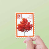 Rhode Island State Tree Red Maple Sticker - RI Vintage Stamp Decal