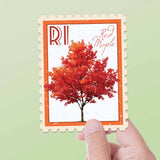 Rhode Island State Tree Red Maple Sticker - RI Vintage Stamp Decal