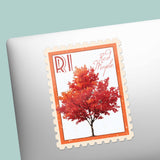 Rhode Island State Tree Red Maple Sticker - RI Vintage Stamp Decal