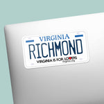 Richmond Virginia License Plate Sticker on Laptop