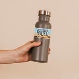 Rodeo North Dakota License Plate Decal on Water Bottle