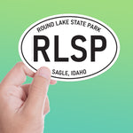 Large Round Lake State Park Idaho White Oval Bumper Sticker - Coeur d'Alene Pacific Northwest North ID Decal for Hydroflask Water Bottle