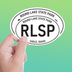 Set Round Lake State Park Idaho White Oval Bumper Sticker - Coeur d'Alene Pacific Northwest North ID Decal for Hydroflask Water Bottle