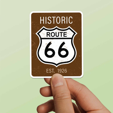 Route 66 Brown Road Sign Bumper Sticker