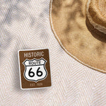 Cute Retro Route 66 Sticker Outdoors on Beach Blanket