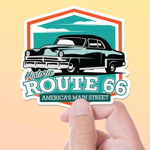 Classic Car Route 66 Bumper Sticker