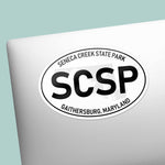 Seneca Creek State Park Maryland White Oval Sticker on Laptop