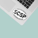 Small Seneca Creek State Park Maryland White Oval Decal on Laptop