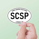 Small Sinks Canyon State Park White Oval Bumper Sticker, Wyoming Decal for Hydroflask Water Bottle & Laptop, Wind River Mountains WY Gift