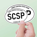 Set of 2 Sinks Canyon State Park White Oval Bumper Sticker, Wyoming Decal for Hydroflask Water Bottle & Laptop, Wind River Mountains WY Gift