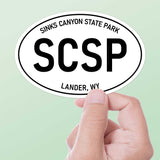 Large Sinks Canyon State Park White Oval Bumper Sticker, Wyoming Decal for Hydroflask Water Bottle & Laptop, Wind River Mountains WY Gift