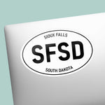 Sioux Falls South Dakota White Oval Sticker on Laptop