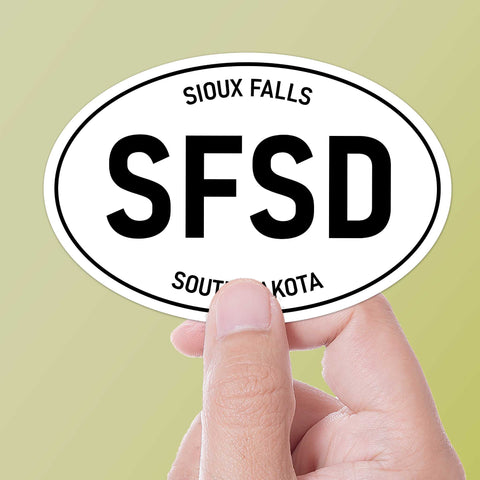 Sioux Falls South Dakota White Oval Sticker Large