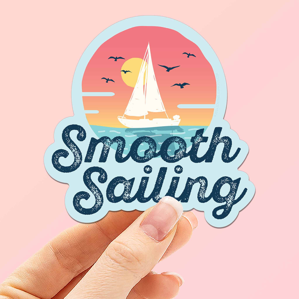 Smooth Sailing Sticker - Cute Retro Beach Decal for Hydroflask ...
