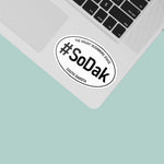 SoDak South Dakota White Oval Sticker on Laptop