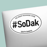 SoDak South Dakota White Oval Decal on Laptop