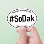 South Dakota White Oval Sticker Small