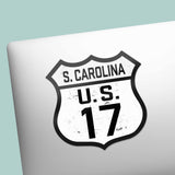 South Carolina Coastal Highway 17 Road Sign Sticker