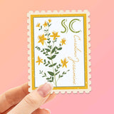 South Carolina State Flower Jessamine Sticker - SC Vintage Stamp Decal