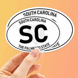 Set of Both Sizes South Carolina White Oval Bumper Sticker -  Cool Southern Decals for Hydroflask Water Bottle & Laptop - Charleston SC Gifts