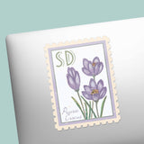 South Dakota State Flower Prairie Crocus Sticker - SD Vintage Stamp Decal