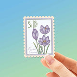 South Dakota State Flower Prairie Crocus Sticker - SD Vintage Stamp Decal