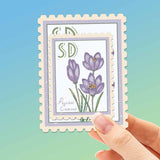 South Dakota State Flower Prairie Crocus Sticker - SD Vintage Stamp Decal